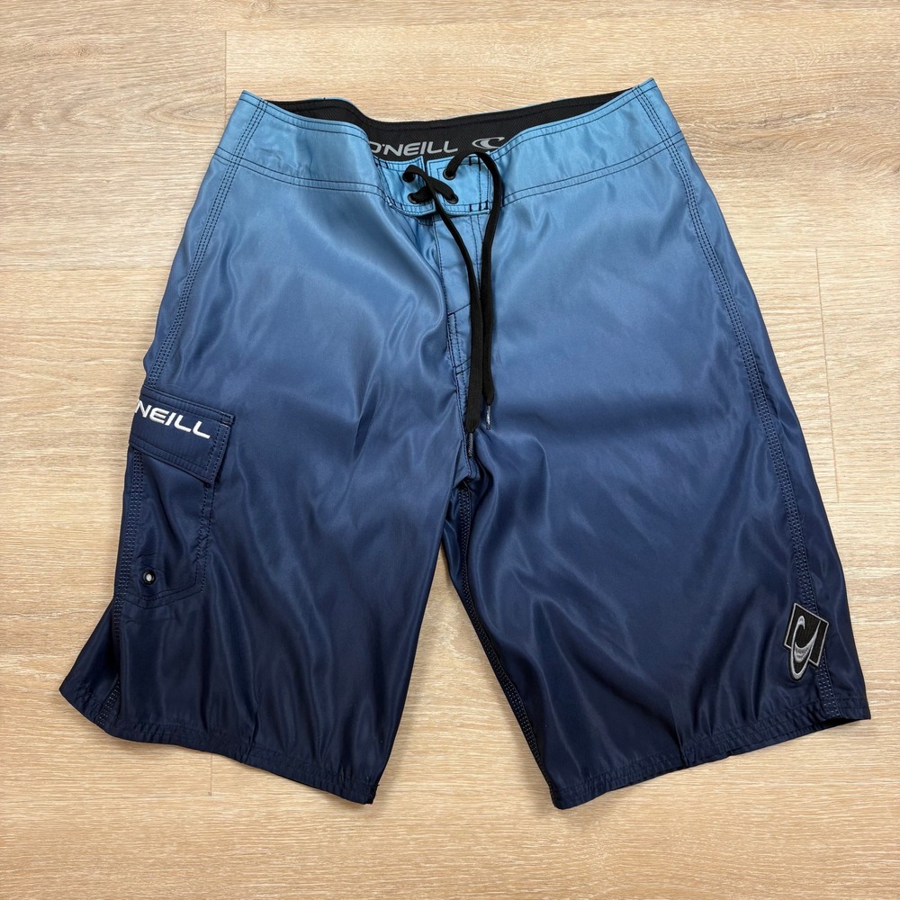 O'Neill Blue Ombre Gradient Board Shorts Swim Trunks Men's 32 Color Blue Ombre
